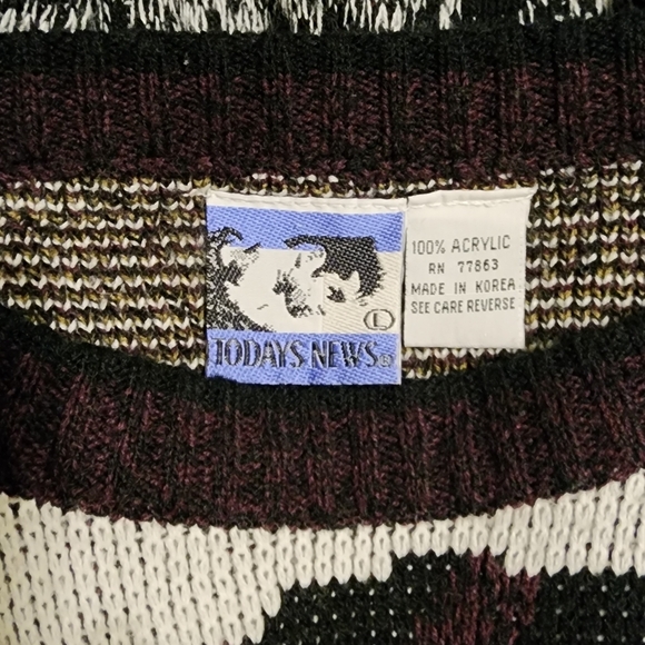 Vintage 90s unisex crewneck knit sweater by Today's News. Size large - Picture 5 of 6